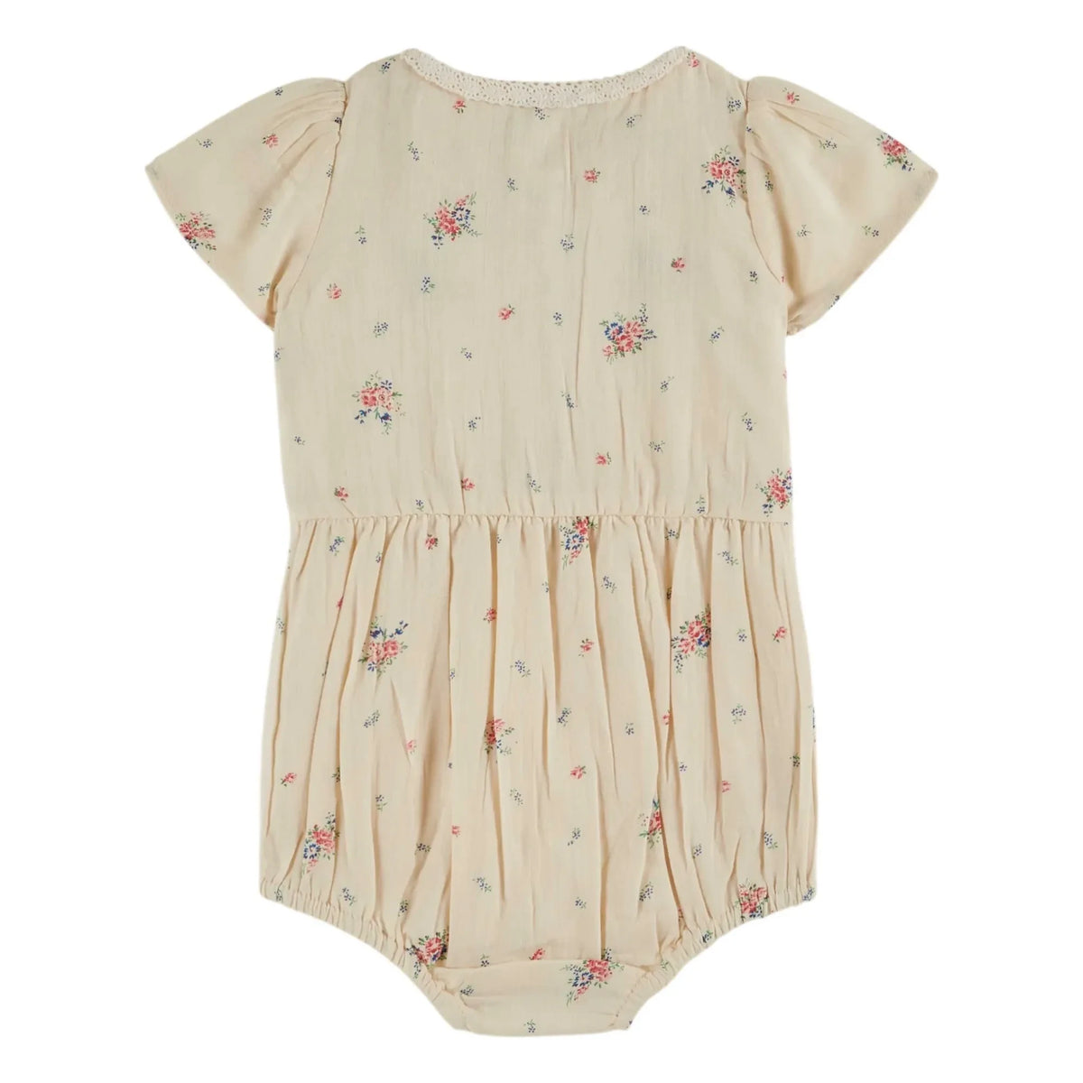 Emile and Ida - Gathered Organic Cotton Floral Jumpsuit | Cream