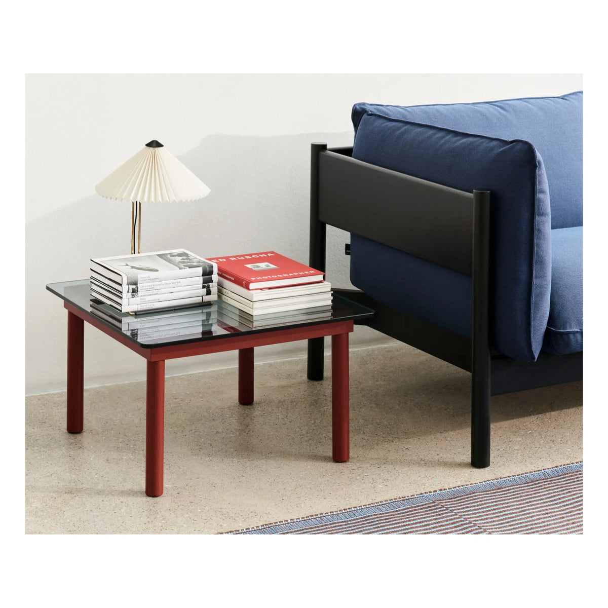 Hay - Kofi Glass Side Table, Oak Base | Red