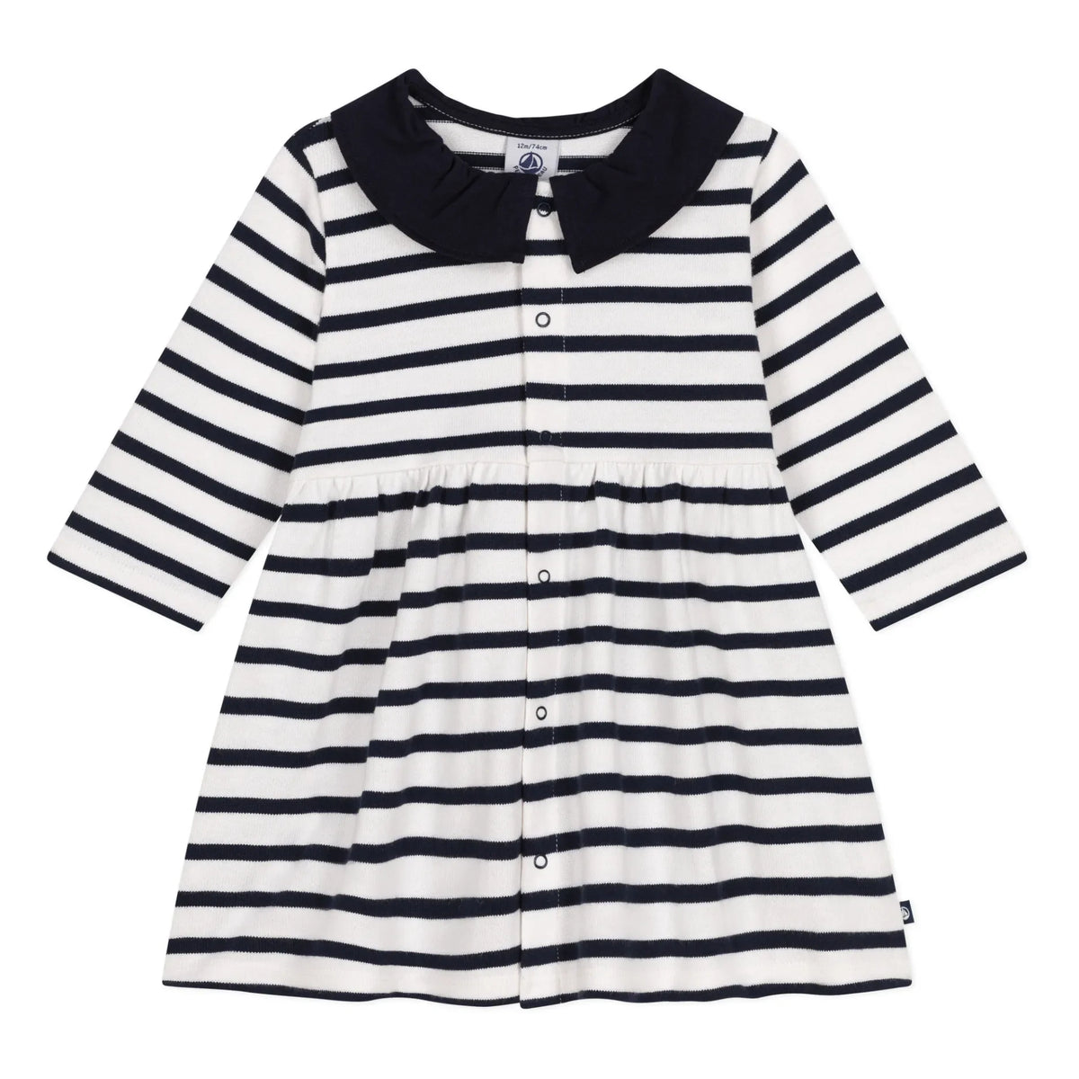 Petit Bateau - Striped Marabout Dress | Ecru