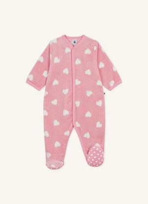 Petit Bateau - Fleece Hearts Romper | Pink