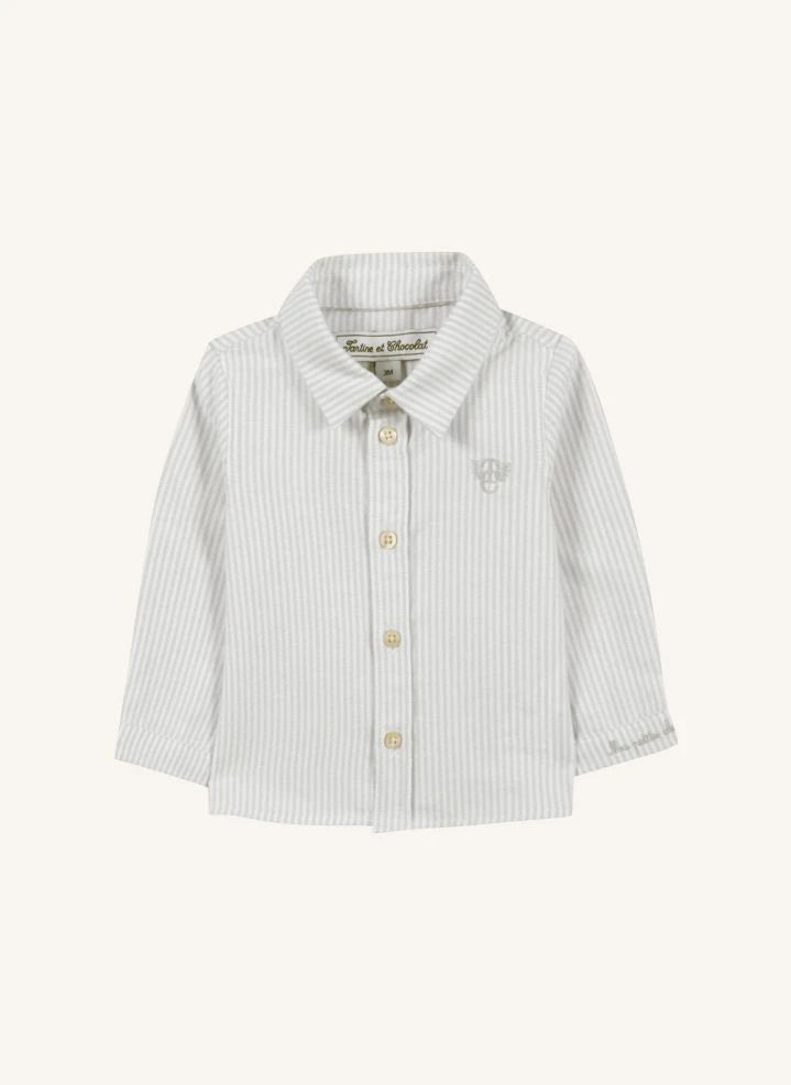 Tartine et Chocolat - TC Striped Baby Shirt | Light Grey