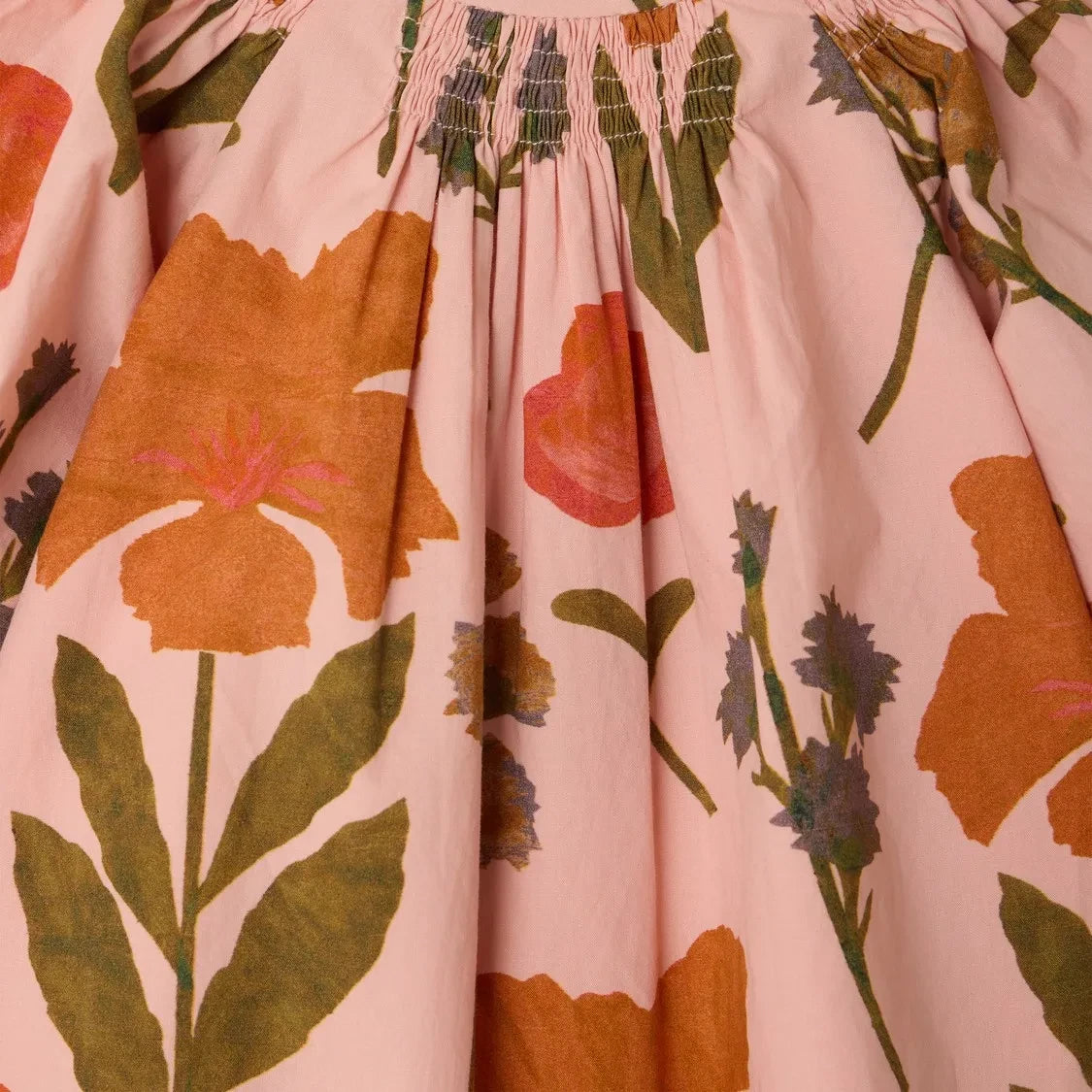 Bonpoint - Muce Dress Organic Cotton Flowers | Peach