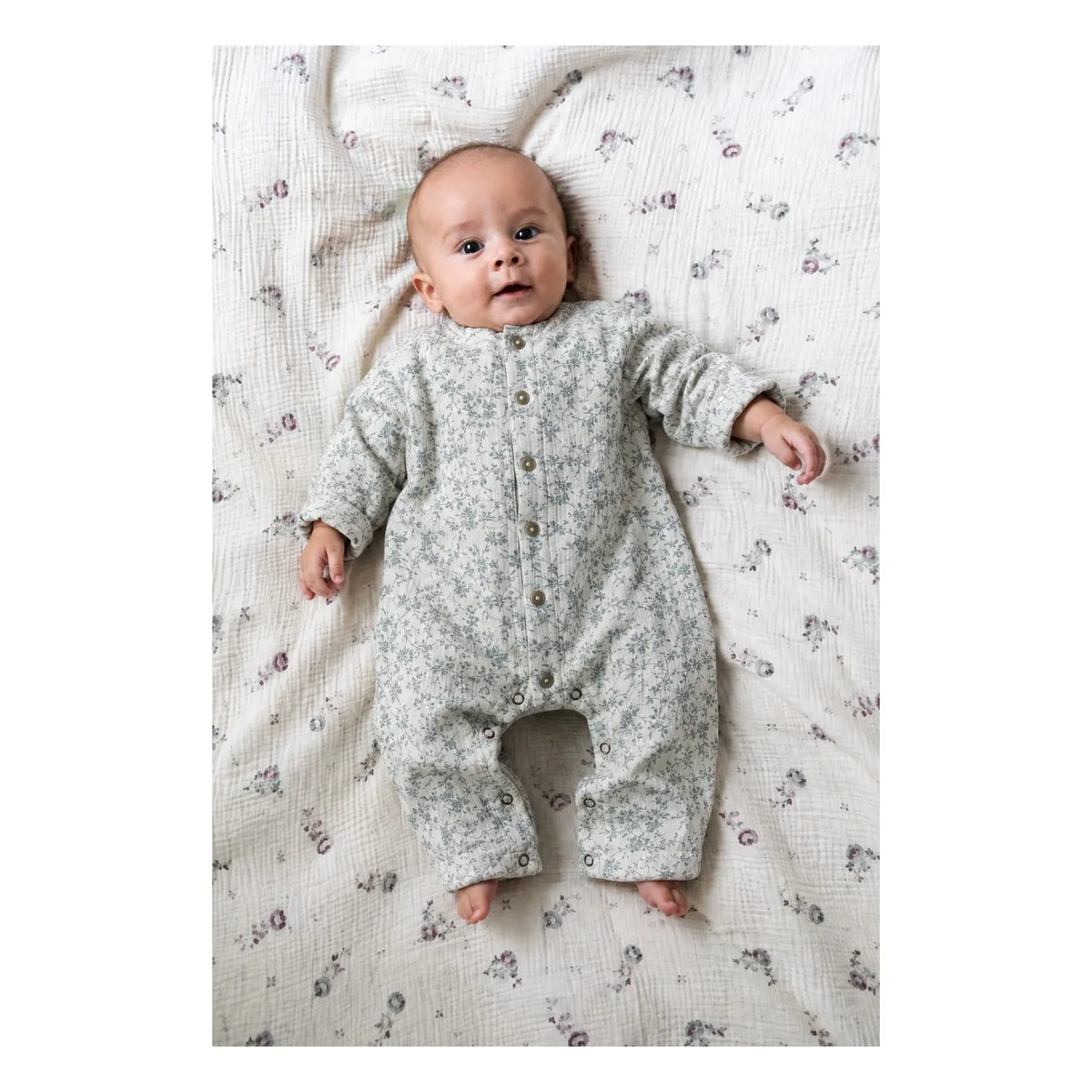 Risu Risu - Cosi Organic Cotton Gauze Floral Pajamas | Blue