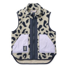 Liewood - Noam Leopard Sherpa Sleeveless Jacket Recycled Fibers | Beige