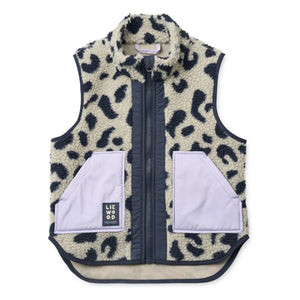 Liewood - Noam Leopard Sherpa Sleeveless Jacket Recycled Fibers | Beige
