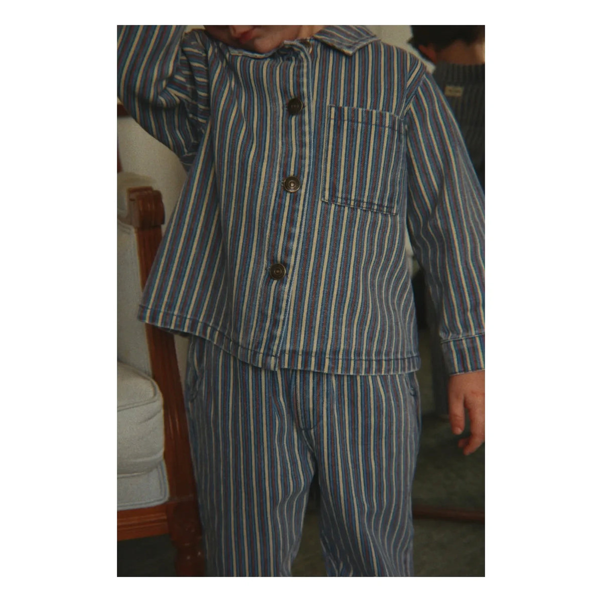 Konges Sløjd - Organic Cotton Striped Denim Pants | Blue