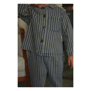 Konges Sløjd - Organic Cotton Striped Denim Pants | Blue