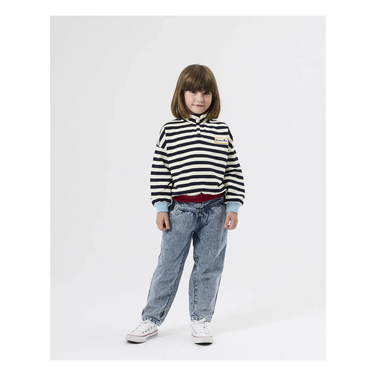 Goldie + Ace - Striped Zip Sweatshirt - Smallable Exclusive | Navy