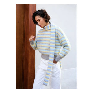 Surprise Paris - Lala Fuzzy Striped Sweater | Light Blue