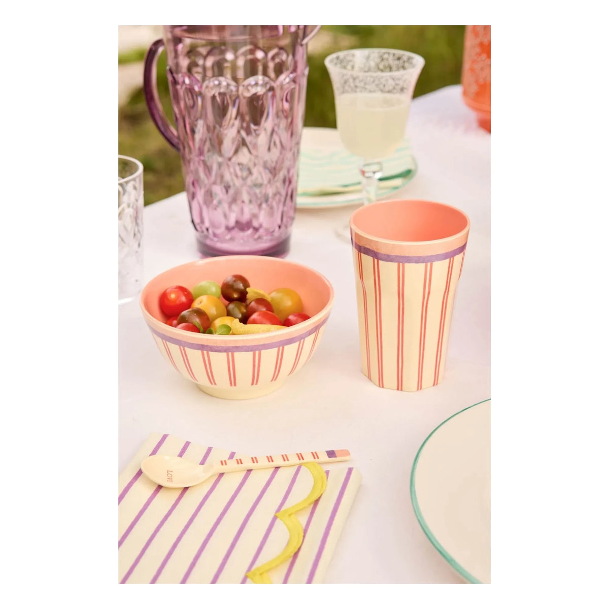Rice - Striped melamine cup | Cream