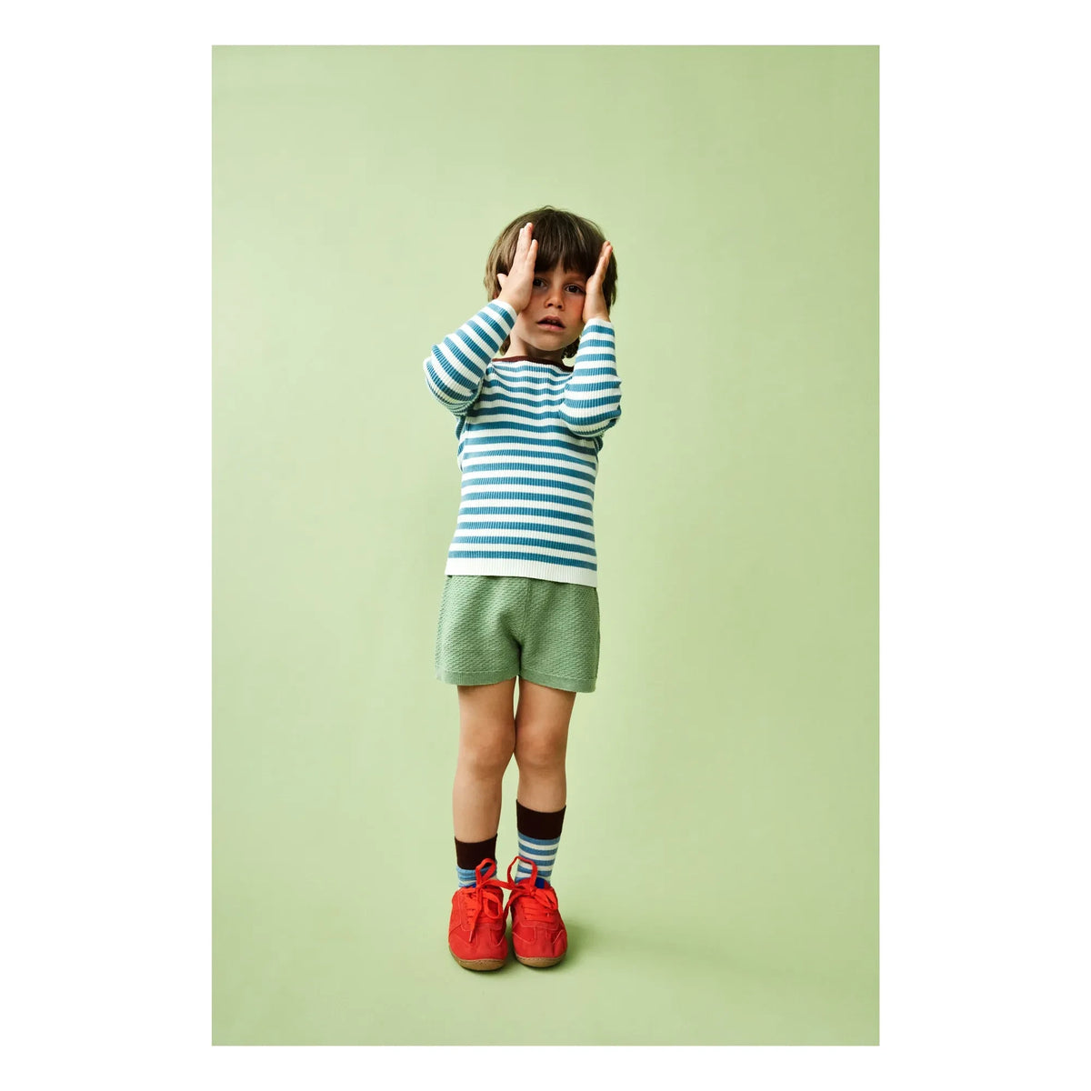 FUB - Chiné Organic Cotton Knit Shorts | Green