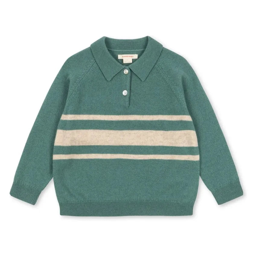 Konges Sløjd - Basi Striped Wool Polo Shirt | Green