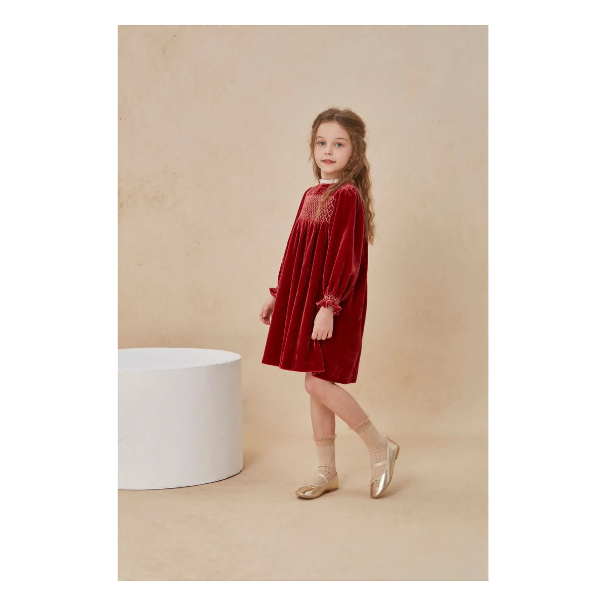 C'era Una Volta - Silvia Velours Gathered Dress | Red