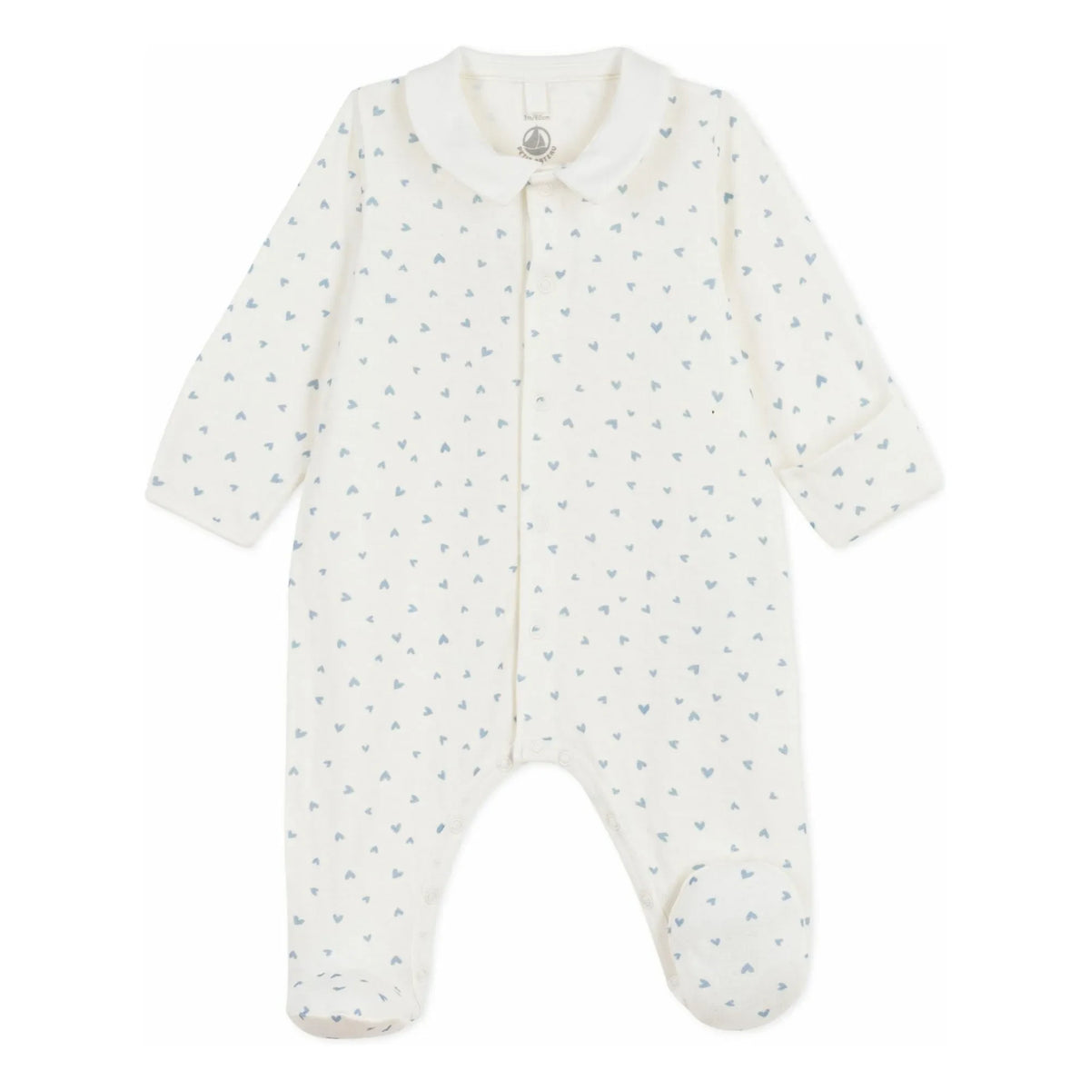 Petit Bateau - Heart Organic Velvet Pajama Sleepsuit | White