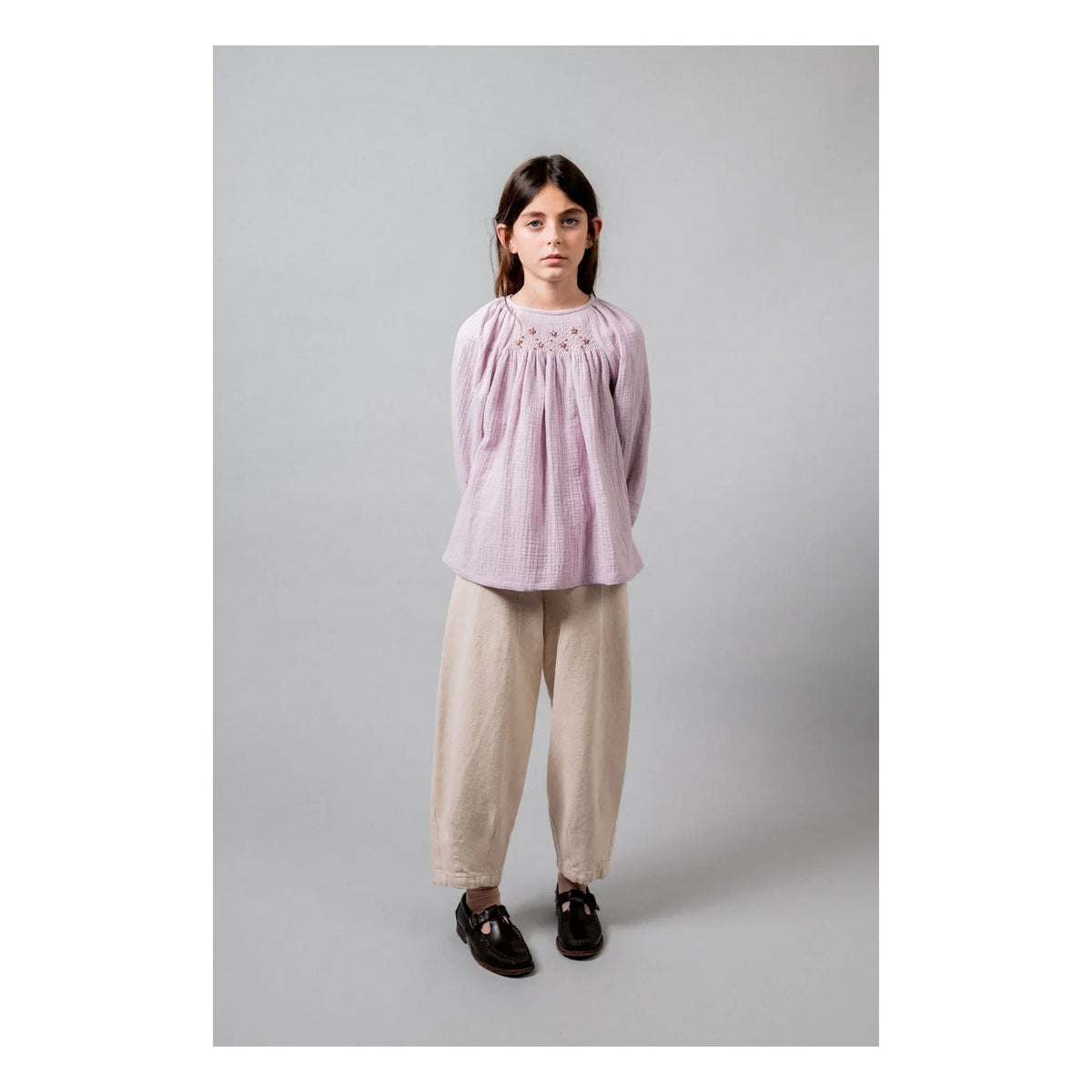 birinit - Organic cotton embroidered blouse | Mauve