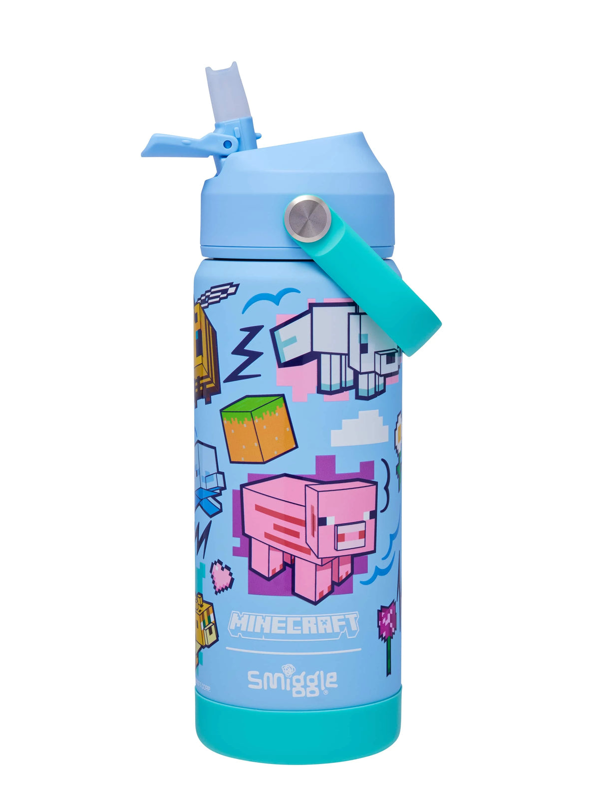 Smiggle - Minecraft Stainless Steel 550ML Water Bottle with Hidden Straw