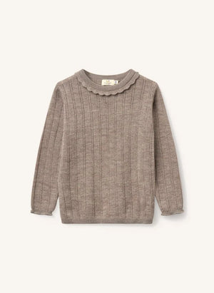 Copenhagen Colors - Merino Wool Pointelle Sweater | Taupe Brown