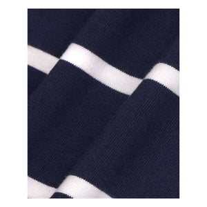 Sporty & Rich - Rugby Polo Serif Logo Striped | Navy Blue
