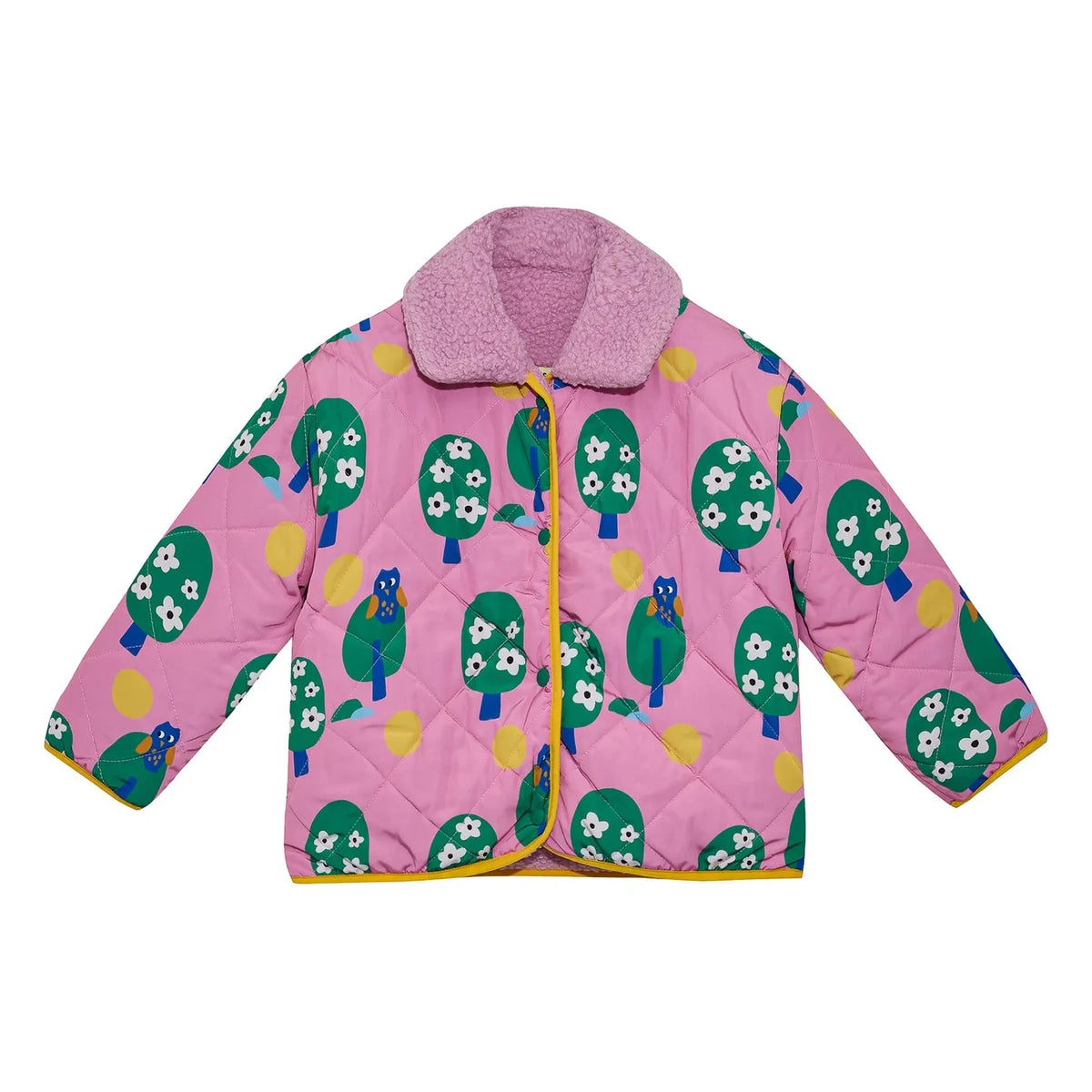 Petit Stella - Reversible Owl Sherpa Jacket | Pink