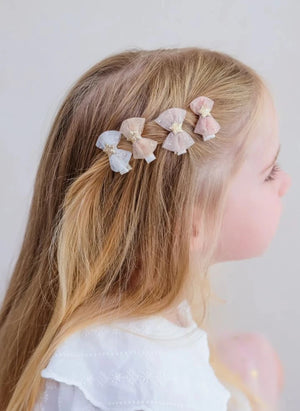 Mimi & Lula - Set of 8 Tulle Bow Hair Clips | Light Pink
