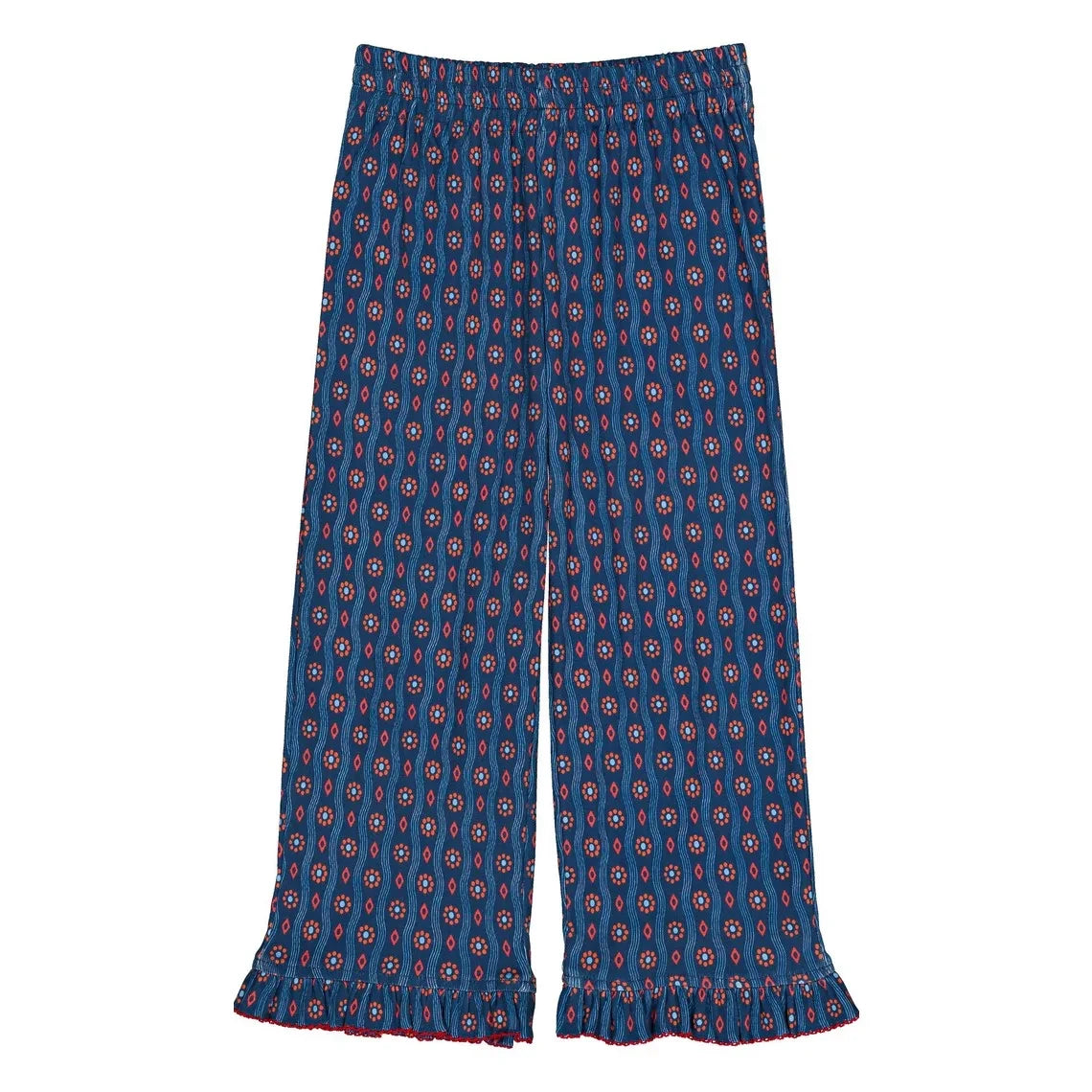 Hello Simone - Organic Cotton Trousers with Floral Print | Blue