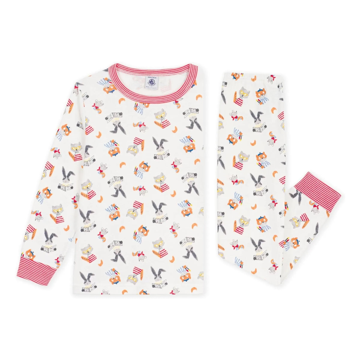 Petit Bateau - Organic Cotton Animal Pattern Pajamas | White