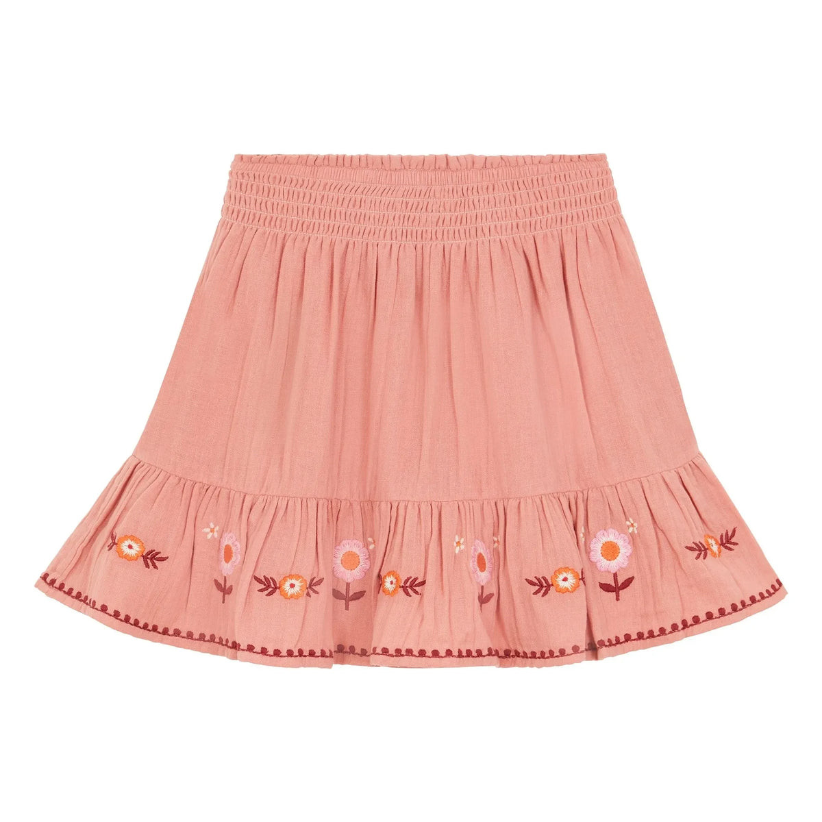 Hundred Pieces - Embroidered Skirt Cotton Gauze | Powder