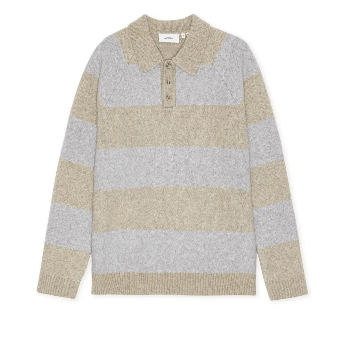 Les Deux - Striped Melange Knitted Polo Shirts