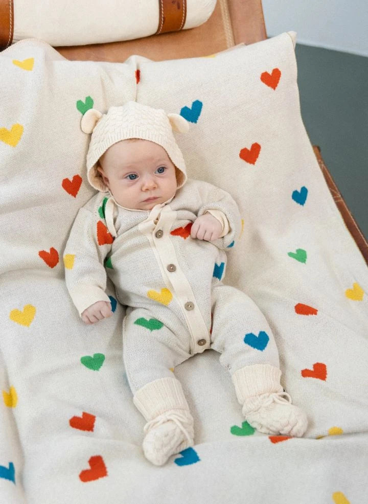 Bayiri - Cute Hearts Organic Cotton Romper | Ecru