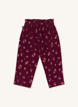 Petit Bateau - Organic Cotton Corduroy Floral Print Pants | Burgundy