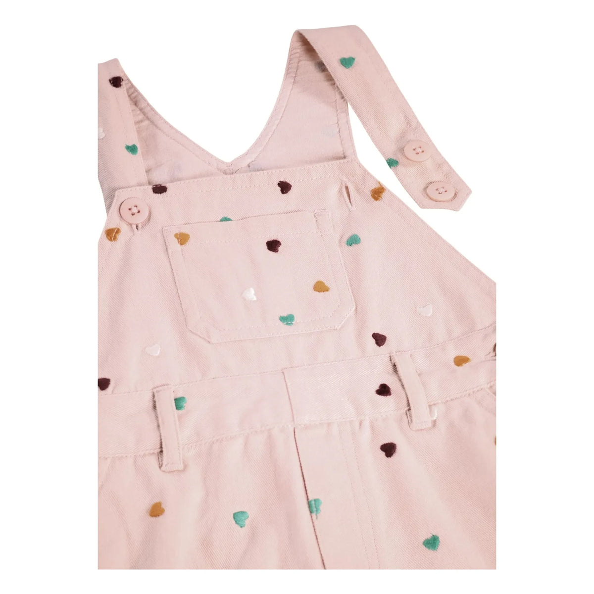 Molo - Sora organic cotton overalls with heart embroidery | Powder pink