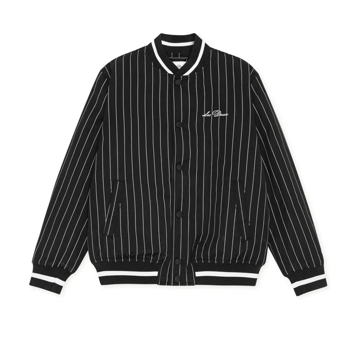 Les Deux - Les Deux Striped Varsity Jacket, Organic Cotton | Black