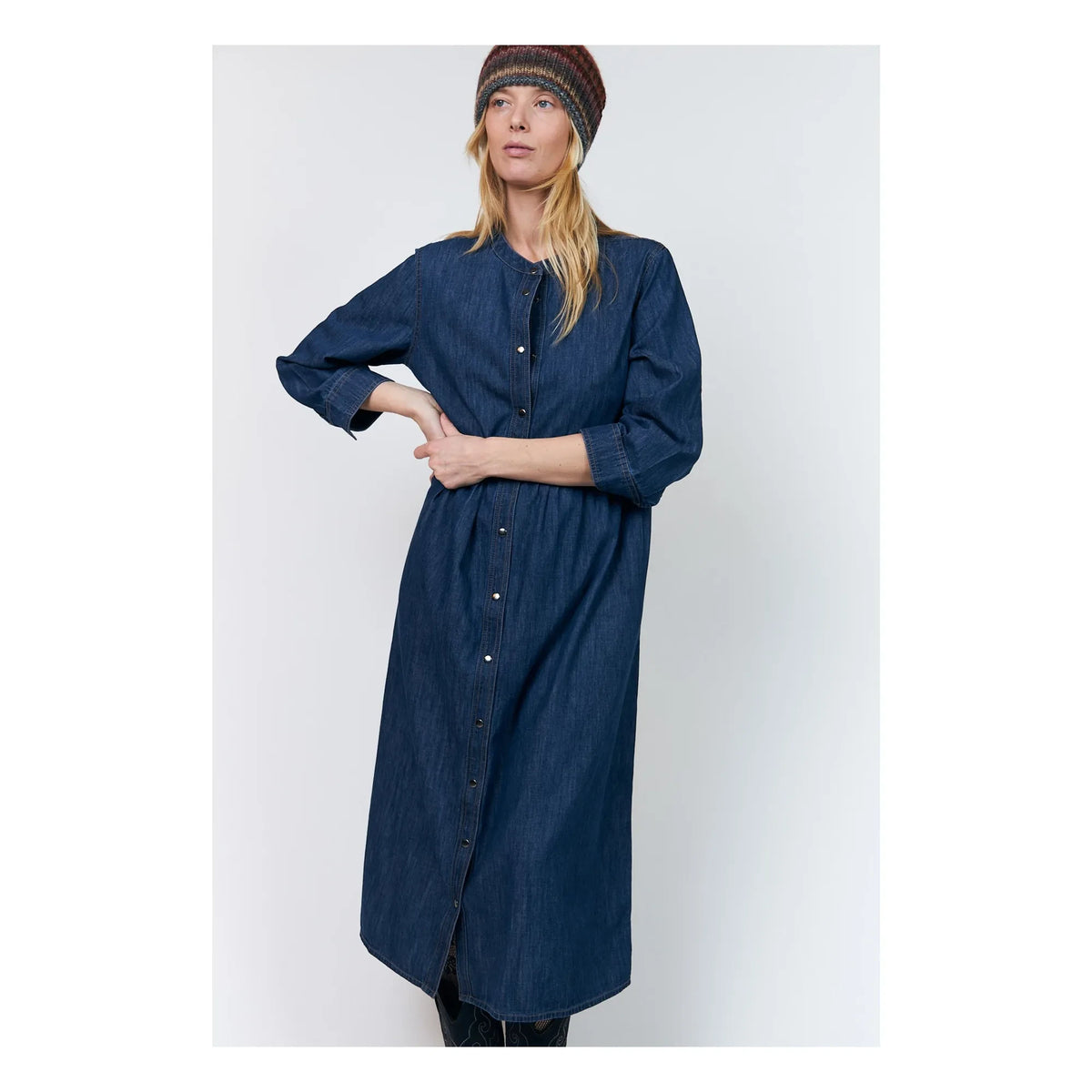 Lollys Laundry - Aliya Denim Cotton Dress | Navy