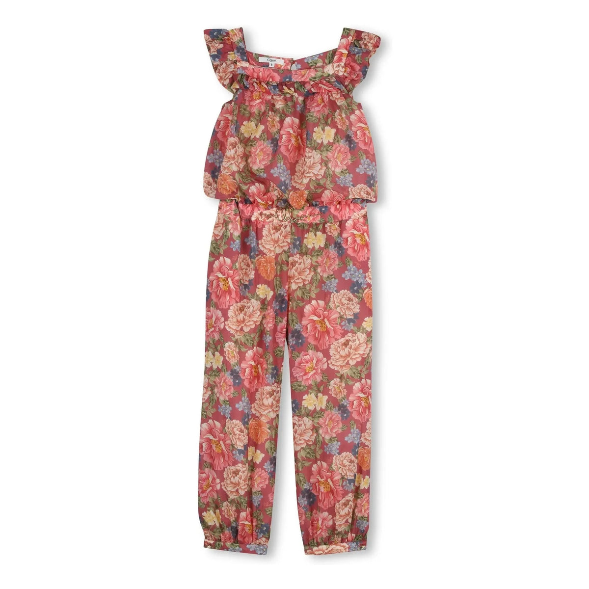 Chloé - Organic Cotton Floral Dungarees | Dusty Pink