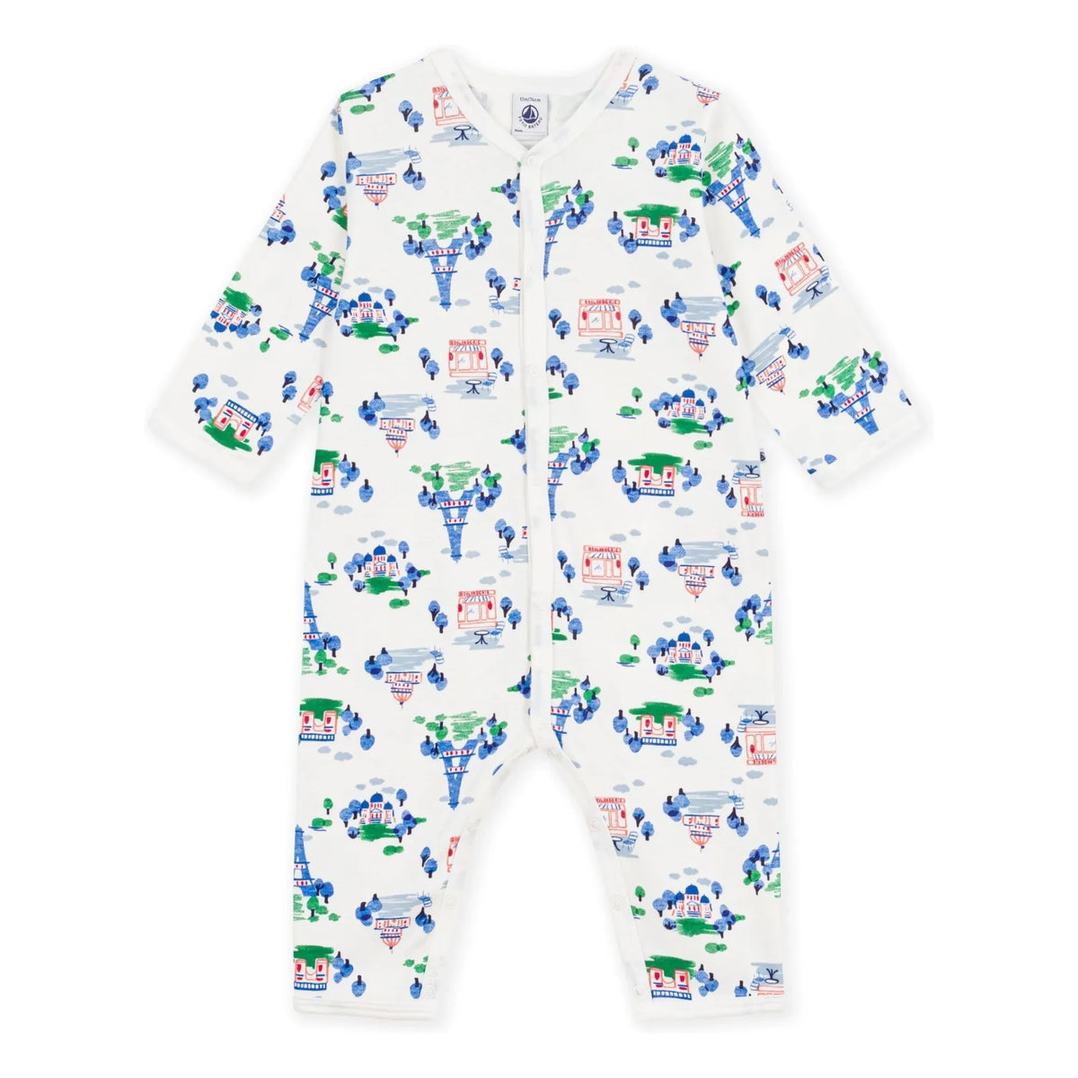 Petit Bateau - Sleep Beautiful Pajamas Eiffel Tower Organic Cotton | White