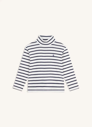 Petit Bateau - Organic cotton striped turtleneck | White