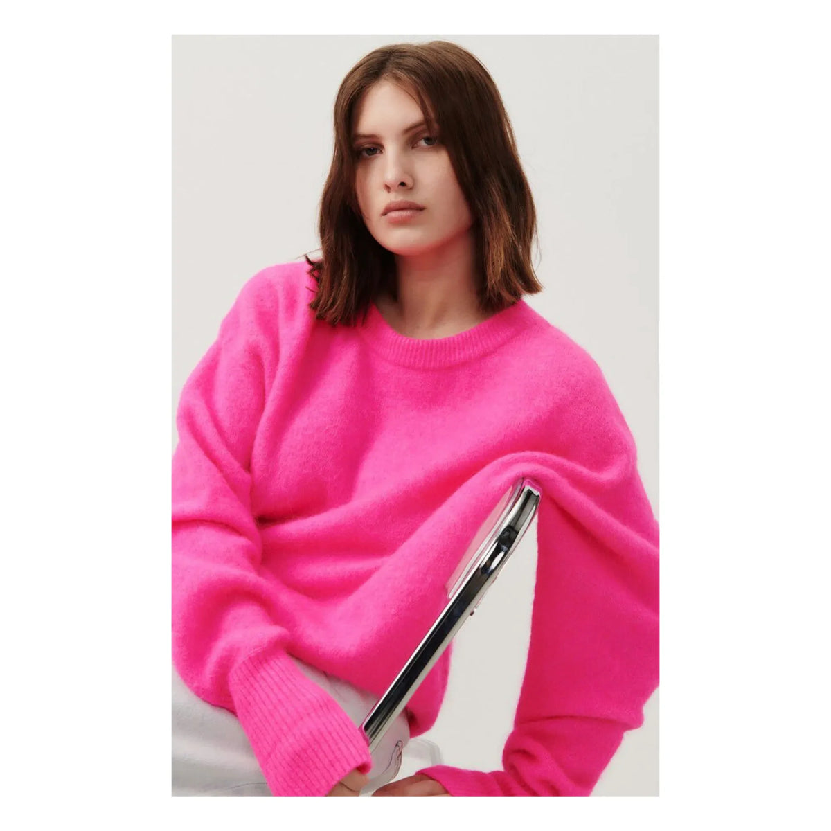 American Vintage - Vitow Alpaca and Wool Boatneck Sweater | Fluorescent Pink