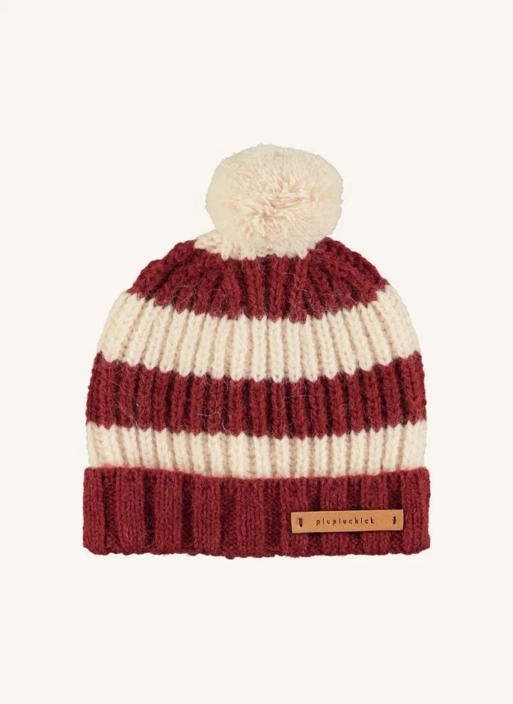 Piupiuchick - Striped Wool Beanie | Burgundy