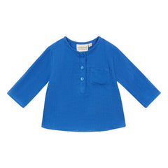 Arsène et Les Pipelettes - Faustus Double Layer Cotton Gingham Shirt | Cobalt