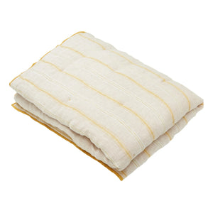 Autumn - Yellow Striped Linen Bedspread