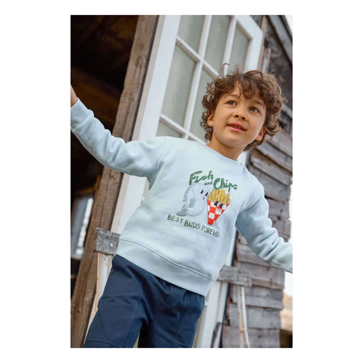 Bonton - Blue Fish Sweatshirt Smile