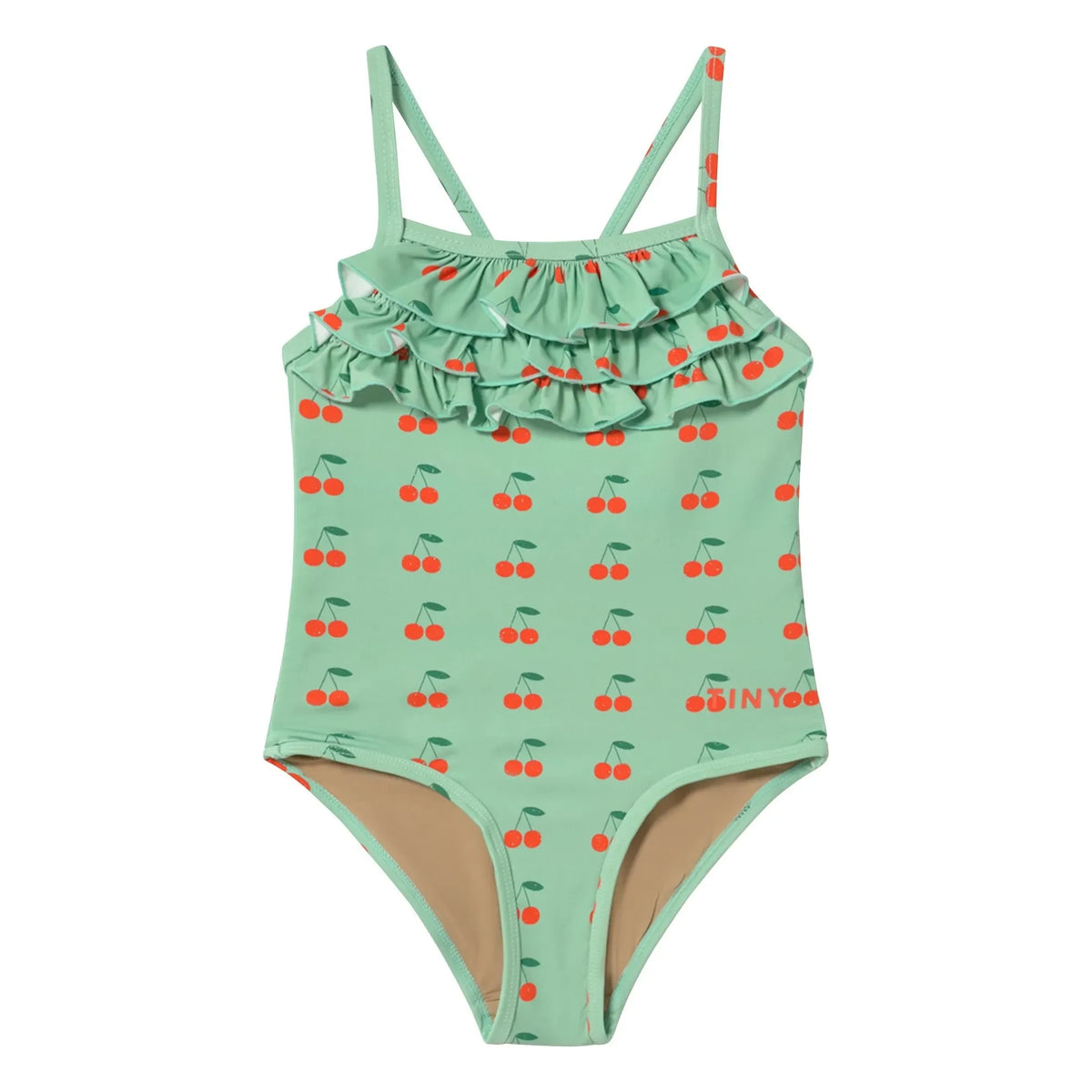 Tinycottons - Cherry Ruffle Swimsuit | Green Water