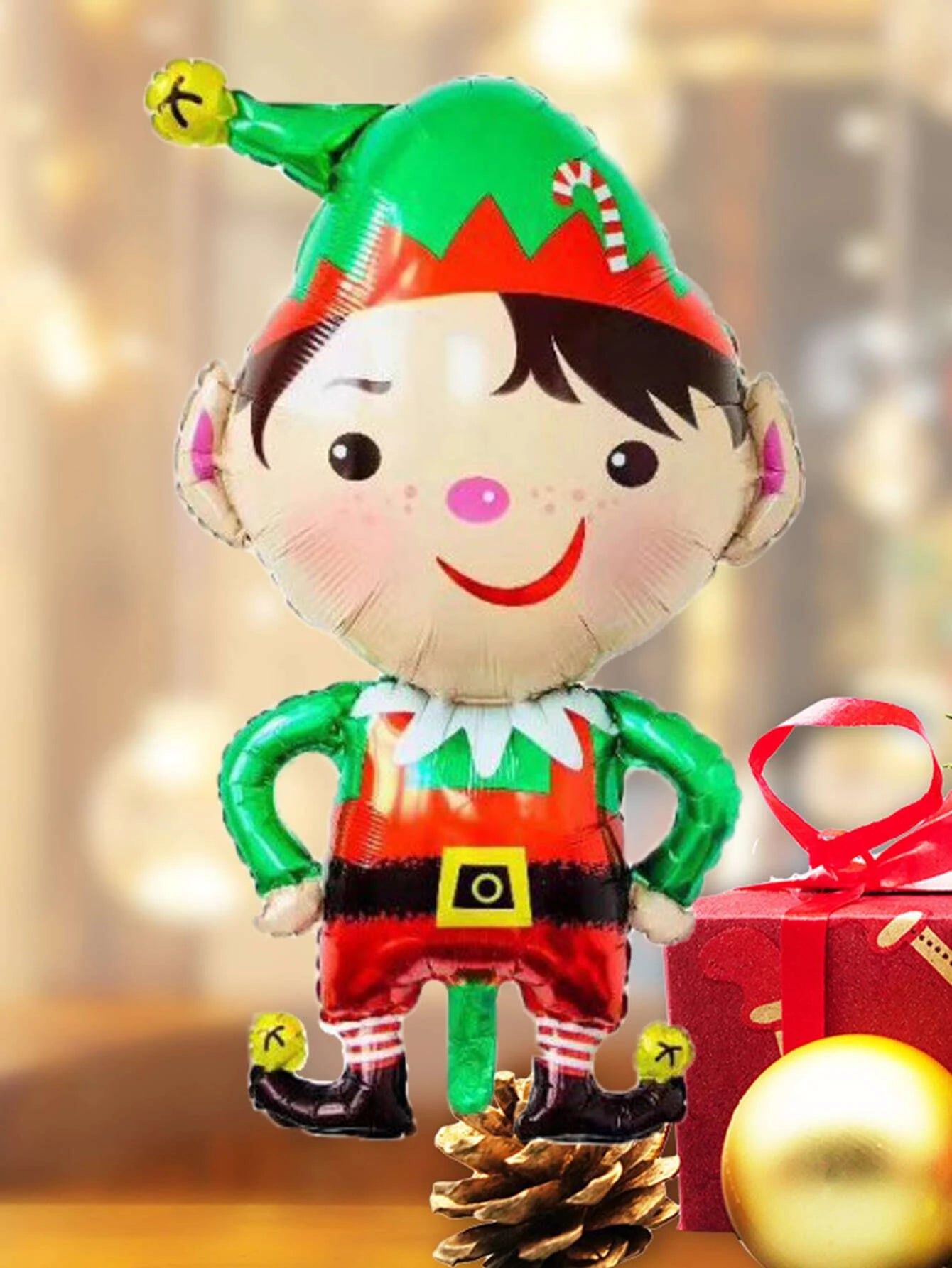 Yılbaşı - Noel Yeni Yıl Cini Büyük Boy 95CM Dekoratif Balonu-Dinossi