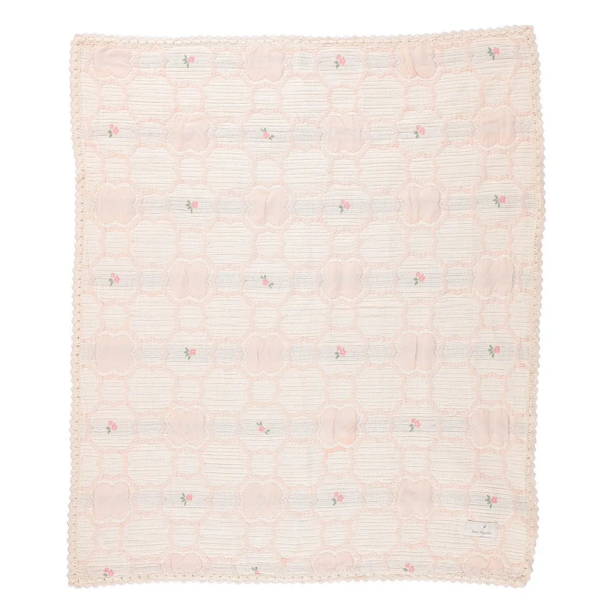 Bebe Organic - Cleo Floral Pattern Organic Cotton Blanket | Powder Pink