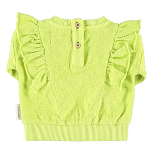 Piupiuchick - Fluorescent Yellow | Organic Cotton Terry Ruffled Sweatshirt
