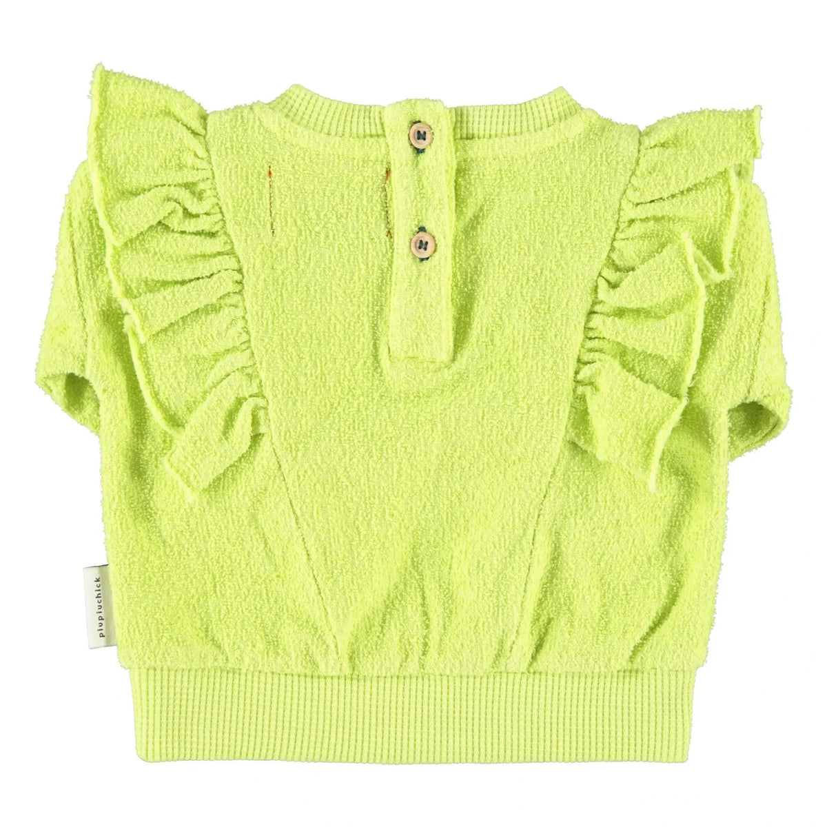 Piupiuchick - Fluorescent Yellow | Organic Cotton Terry Ruffled Sweatshirt