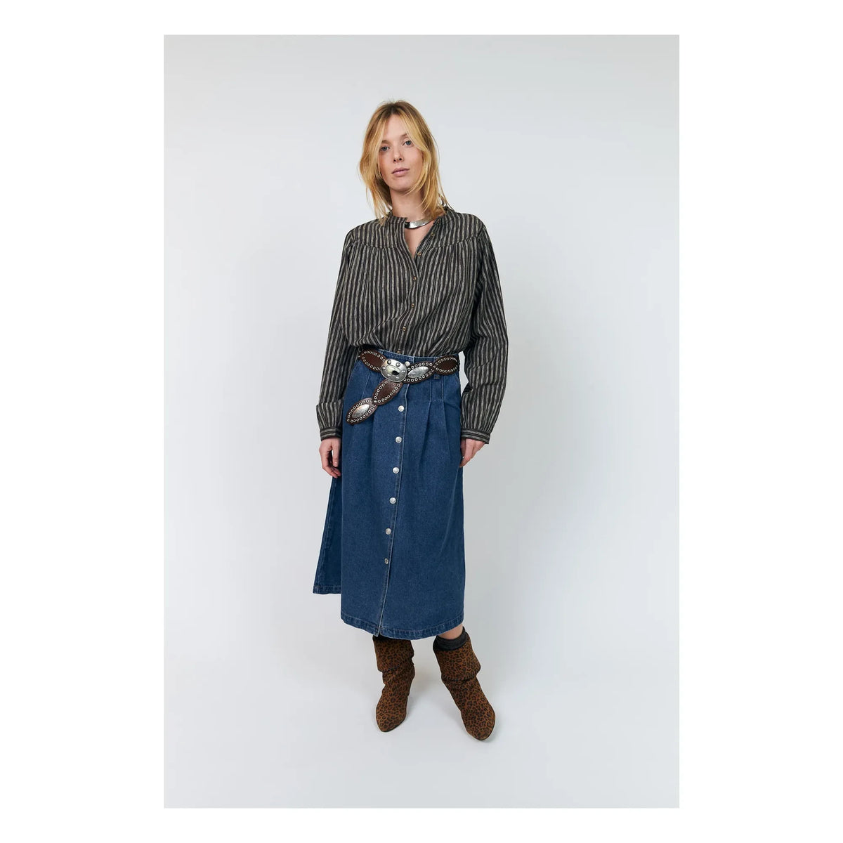 Lollys Laundry - Lennon Denim Cotton Skirt | Blue