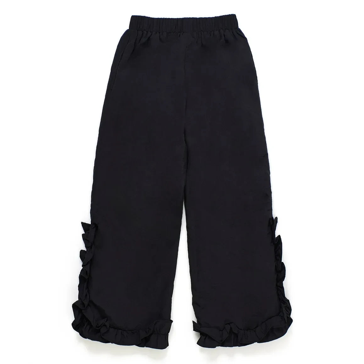 Maison Mangostan - Nylon Ruffled Pants | Black