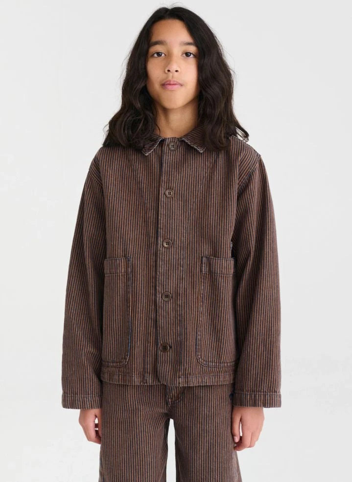 True Artist - N°5 Striped Denim Organic Cotton Jacket | Dark Blue