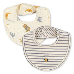 Konges Sløjd - Set of 2 Striped Organic Cotton Bibs | Beige